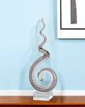 20" Clear and Brown Murano Glass Modern Abstract Tabletop Sculpture.
