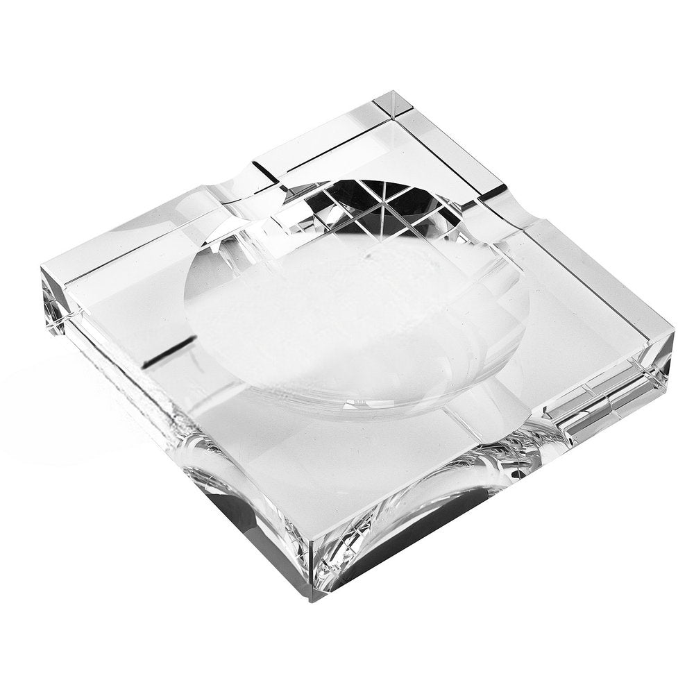 5" Clear Crystal Square Cigar Ash Tray. Kitchen accessory isolated on a plain white background, finished in clear crystal.
