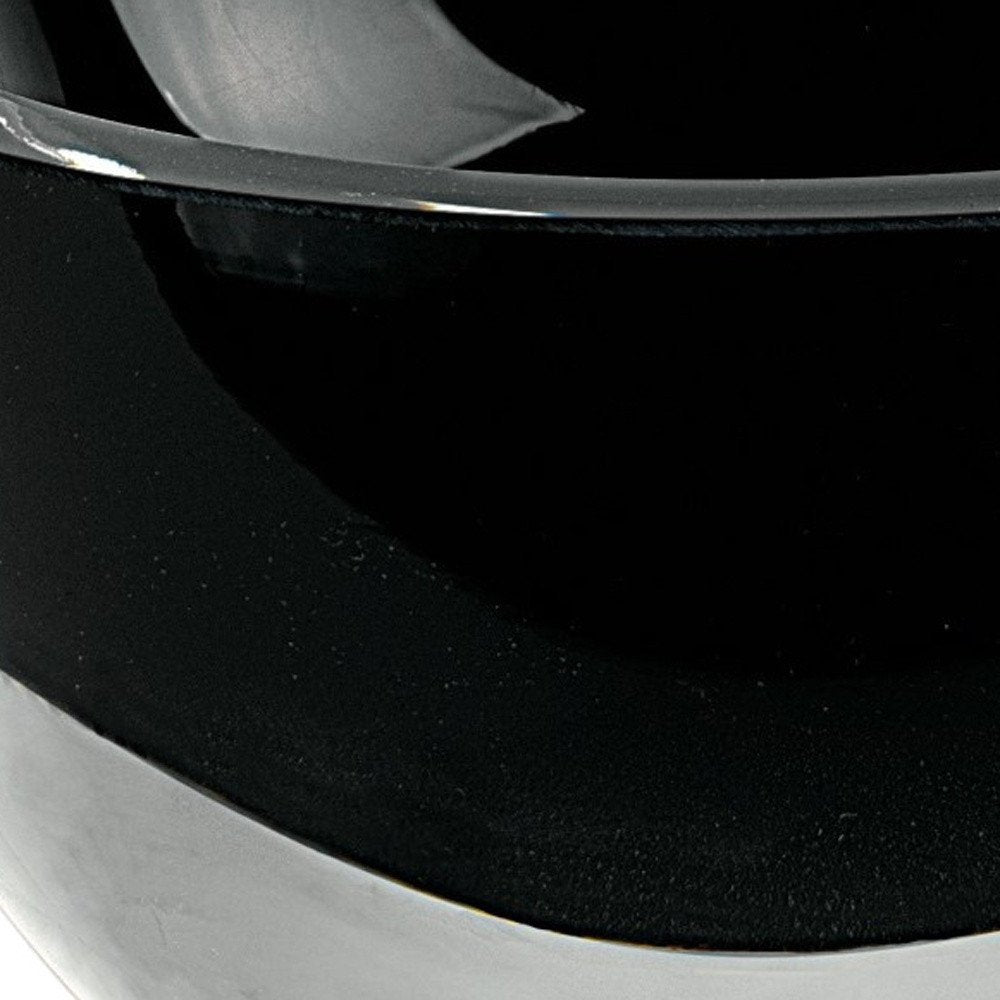 6" Black Mouth Blown Crystal Thick Walled Bowl photographed against a dark studio background in black.