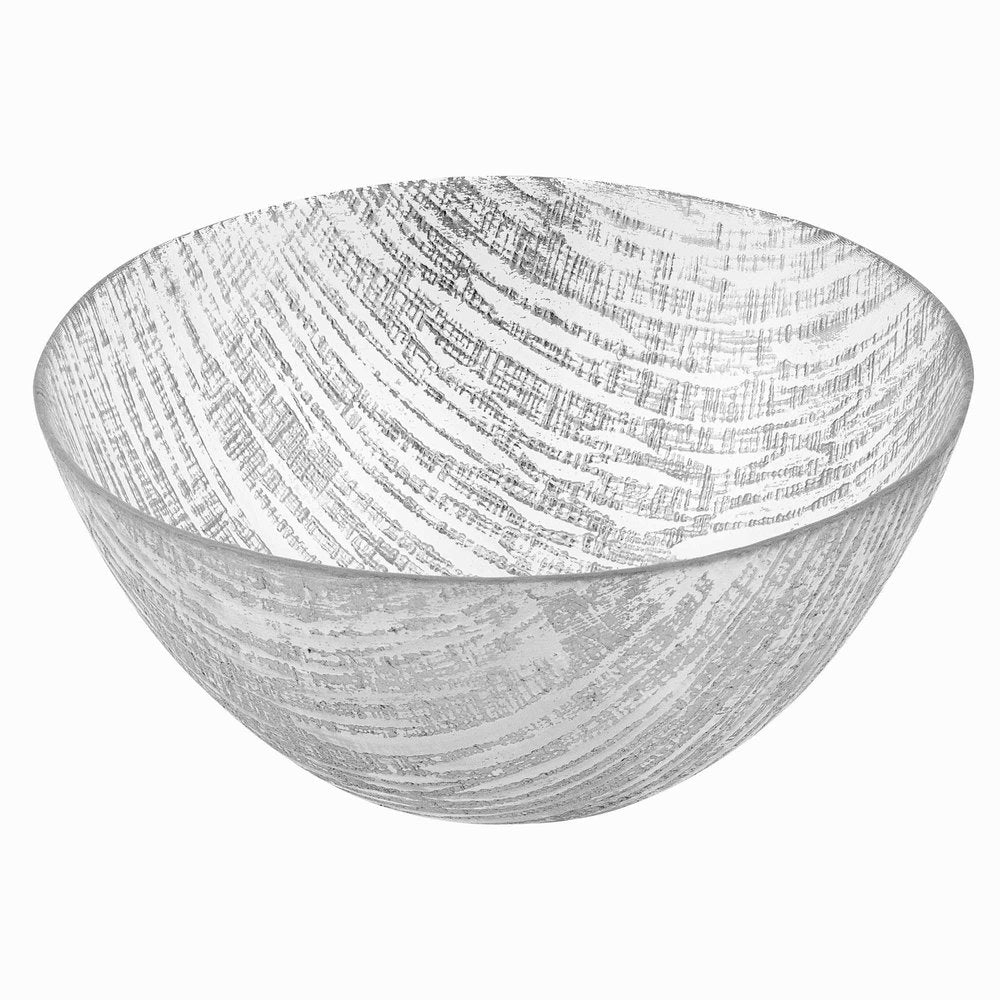 9" Clear And Silver Lead Free Crystal Round Serving Bowl on a white background