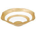 9" Clear and Gold Glass Round Ruffle Centerpiece Bowl on a white background