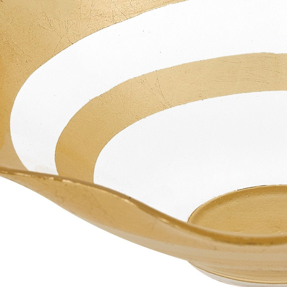 9" Clear and Gold Glass Round Ruffle Centerpiece Bowl on a white background