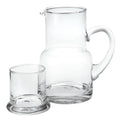 Set of Two Clear Crystal Glass Stemless Carafe And Drinking Glass on a white background
