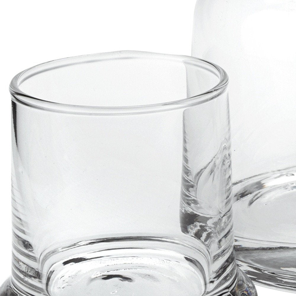Set of Two Clear Crystal Glass Stemless Carafe And Drinking Glass on a white background