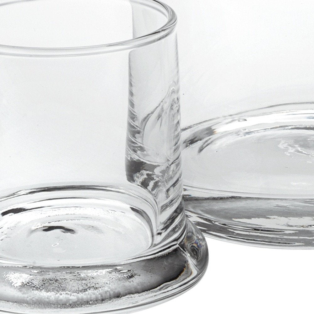 Set of Two Clear Crystal Glass Stemless Carafe And Drinking Glass on a white background