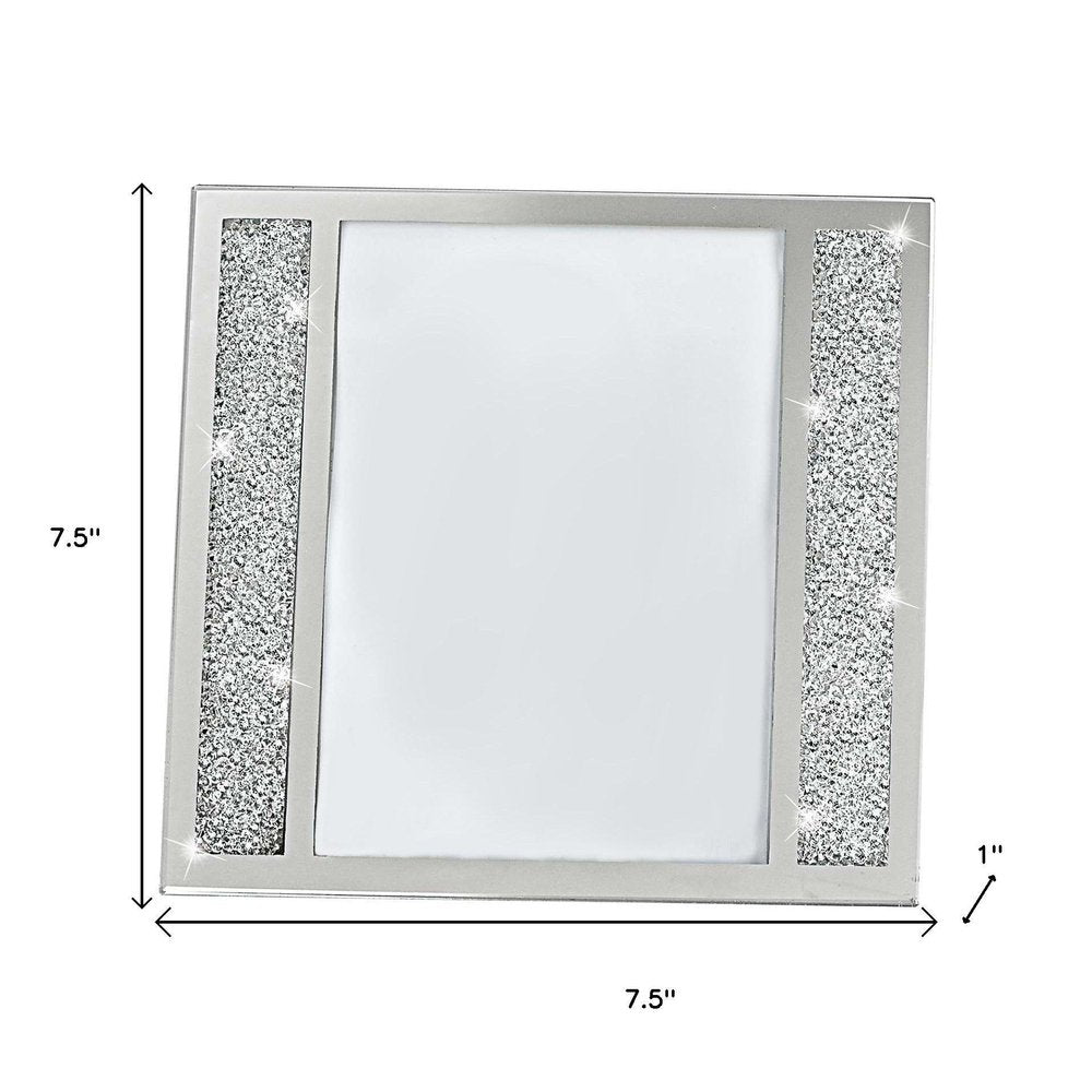 5" x 7" Silver Crystal Tabletop Picture Frame. Picture frame isolated on a plain white background, finished in silver crystal.