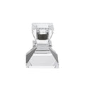 Set of Two Clear Crystal Tabletop Taper Candlesticks - 3.25" H x 2.50" W x 2.50" D on a white background