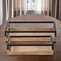 Set of Two Brown Wood Indoor Outdoor Tray With Handles