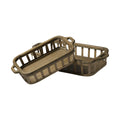 Set of Two Brown Wood Indoor Outdoor Tray With Handles - SKU 376048 on a white background