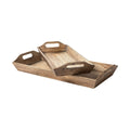 Set Of 2 Natural Brown Wood With Grains And Knots Highlight Trays on a white background