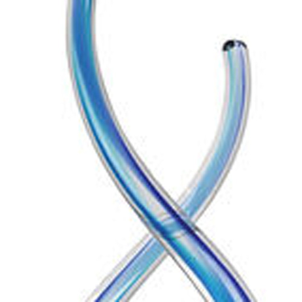 20" Clear and Blue Murano Glass Modern Abstract Tabletop Sculpture. Sculpture isolated on a plain white background, finished in blue glass.