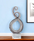 11" Clear and Brown Murano Glass Modern Abstract Tabletop Sculpture. Sculpture in clear glass.