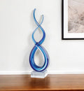 14" Clear and Blue Murano Glass Modern Abstract Tabletop Sculpture. Sculpture in blue glass.