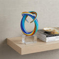 6" Rainbow Murano Glass Modern Abstract Tabletop Sculpture