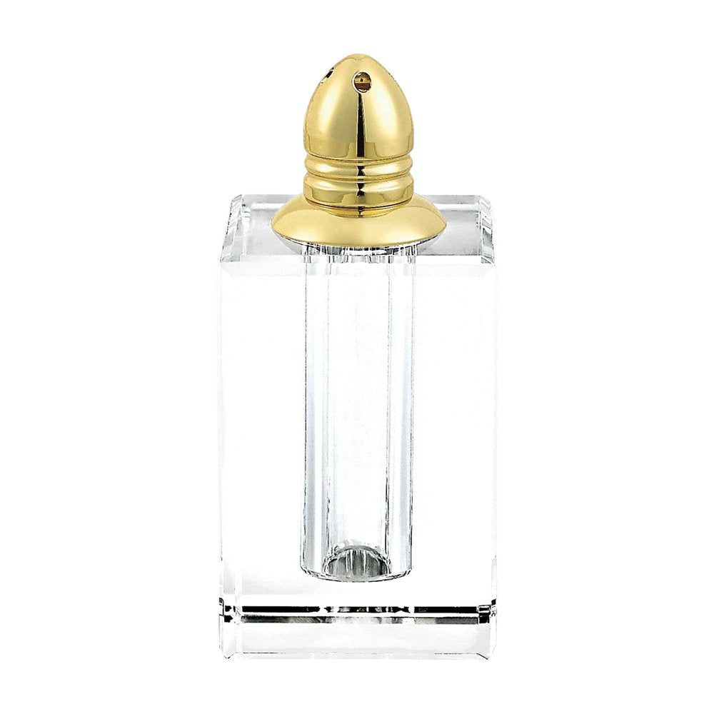 Set of Two Clear And Gold Crystal Pepper Shakers - 3.5" H x 2.5" W x 2.5" D