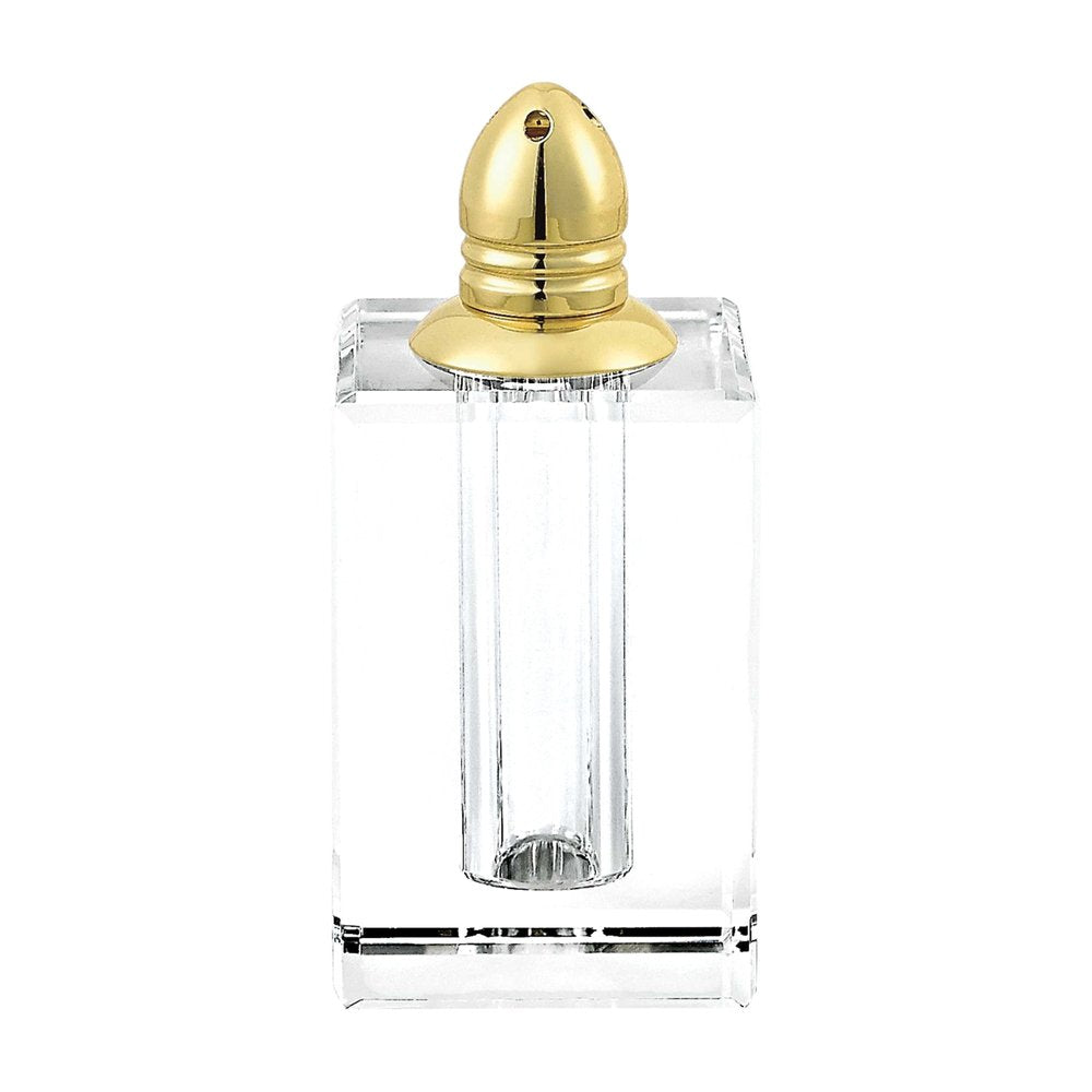 Set of Two Clear And Gold Crystal Pepper Shakers - 3.5" H x 2.5" W x 2.5" D