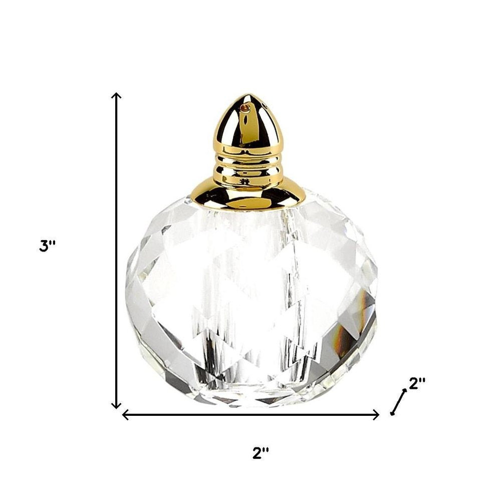 Set of Two Clear And Gold Crystal Geometric Pepper Shakers - 3" H x 2" W x 2" D