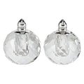 Set of Two Clear And Silver Crystal Geometric Pepper Shakers - 3" H x 2" W x 2" D on a white background