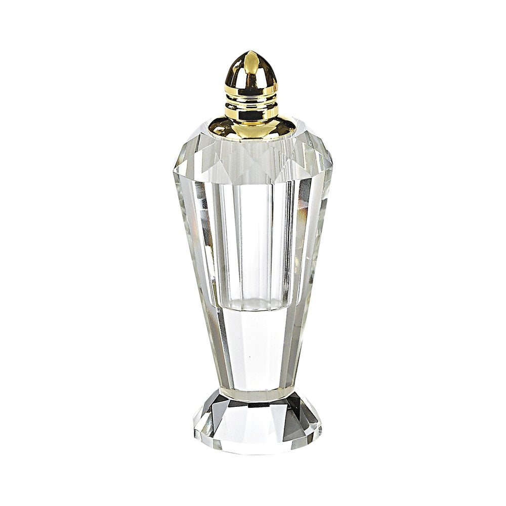 Set of Two Clear And Gold Crystal Geometric Pepper Shakers - 5" H x 2" W x 2" D