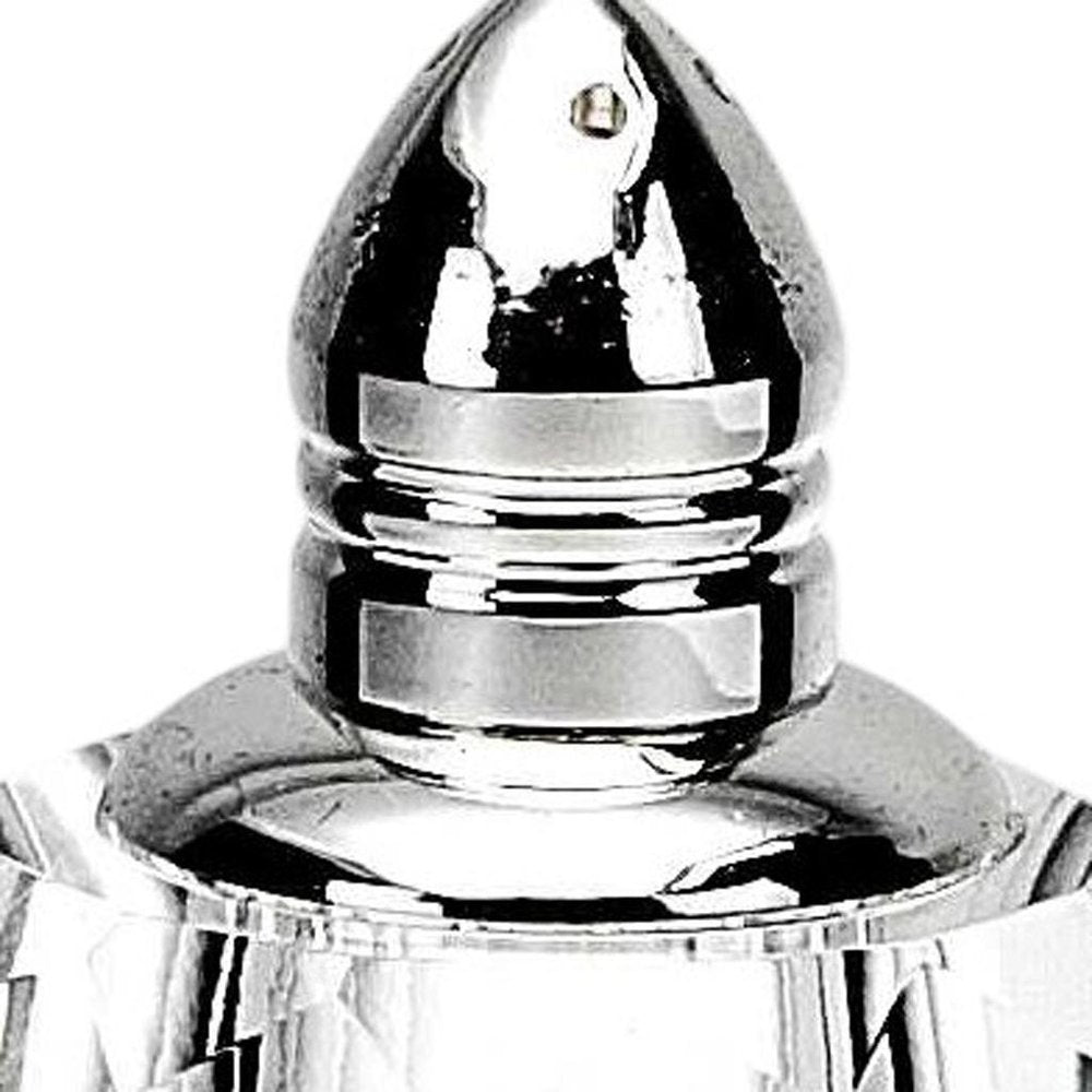 Set of Two Clear And Silver Crystal Geometric Pepper Shakers - 5" H x 2" W x 2" D