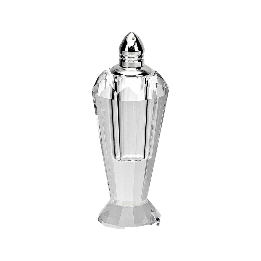 Set of Two Clear And Silver Crystal Geometric Pepper Shakers - 5" H x 2" W x 2" D