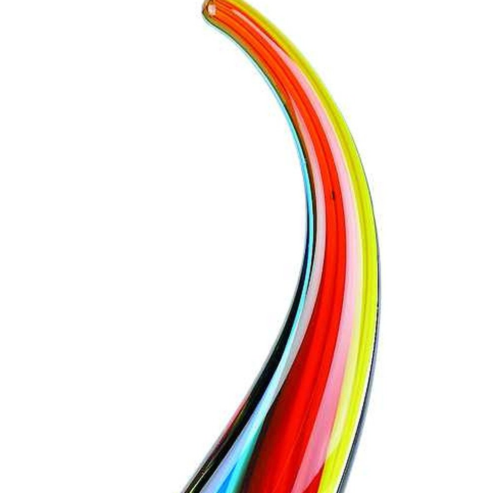 17" Blue and Red Murano Glass Modern Abstract Tabletop Sculpture. Sculpture isolated on a plain white background, in a red glass finish.