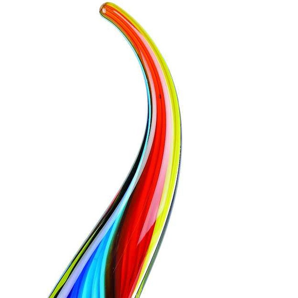 17" Blue and Red Murano Glass Modern Abstract Tabletop Sculpture. Sculpture isolated on a plain white background, finished in blue glass.