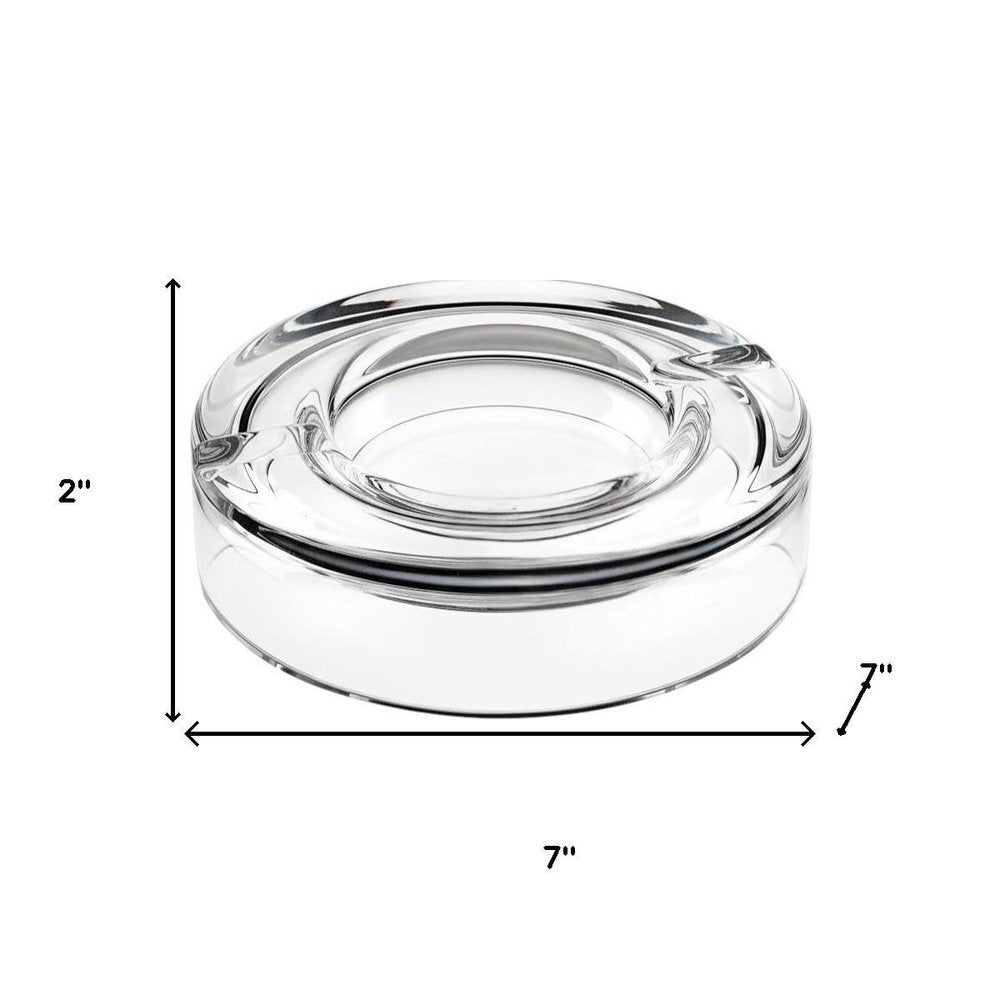Mouth Blown European Crystal Cigar Ash Tray on a white background