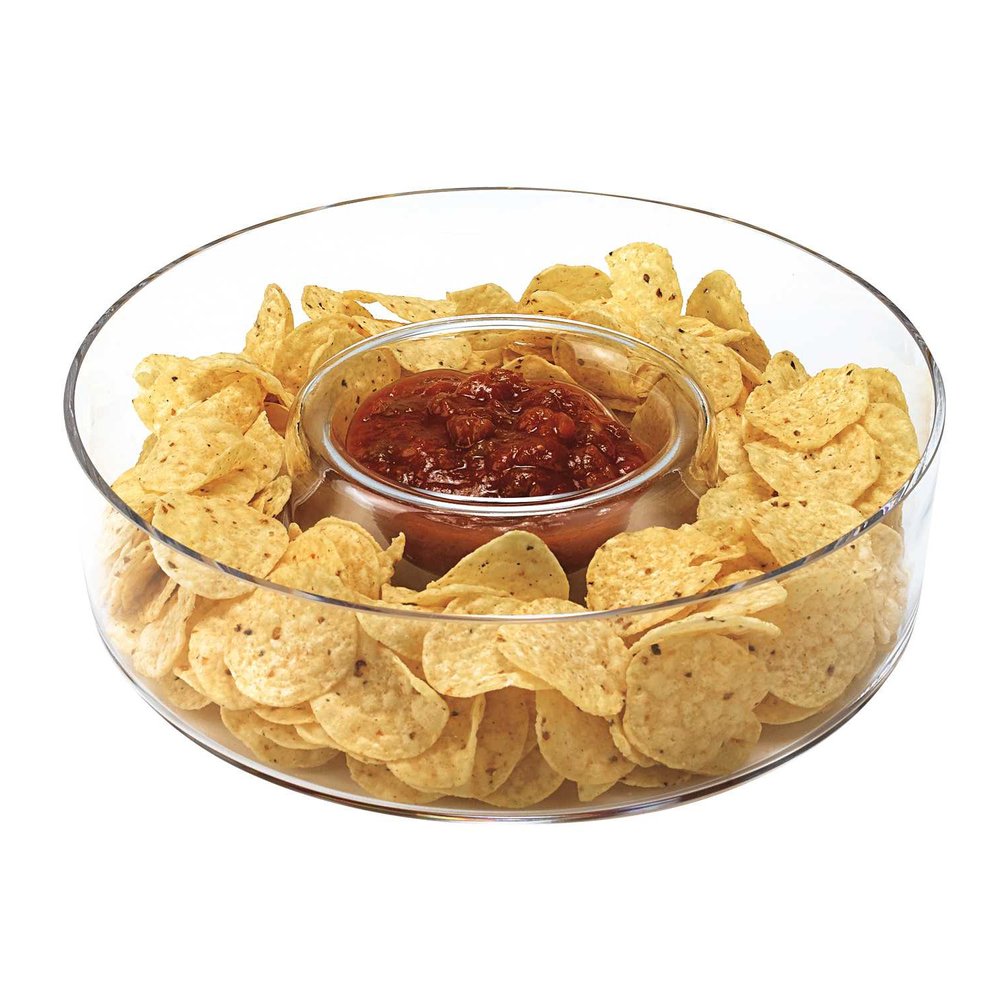 Mouth Blown European Crystal Chip N Dip on a white background