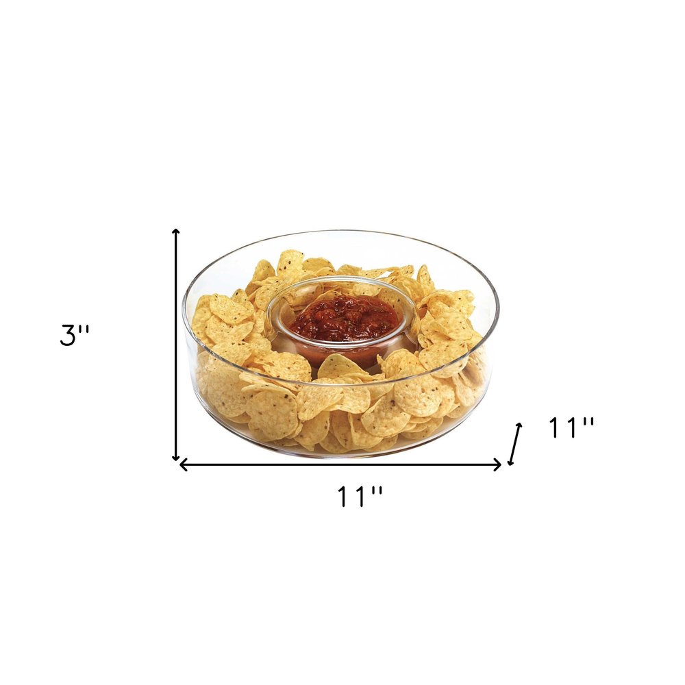 Mouth Blown European Crystal Chip N Dip on a white background