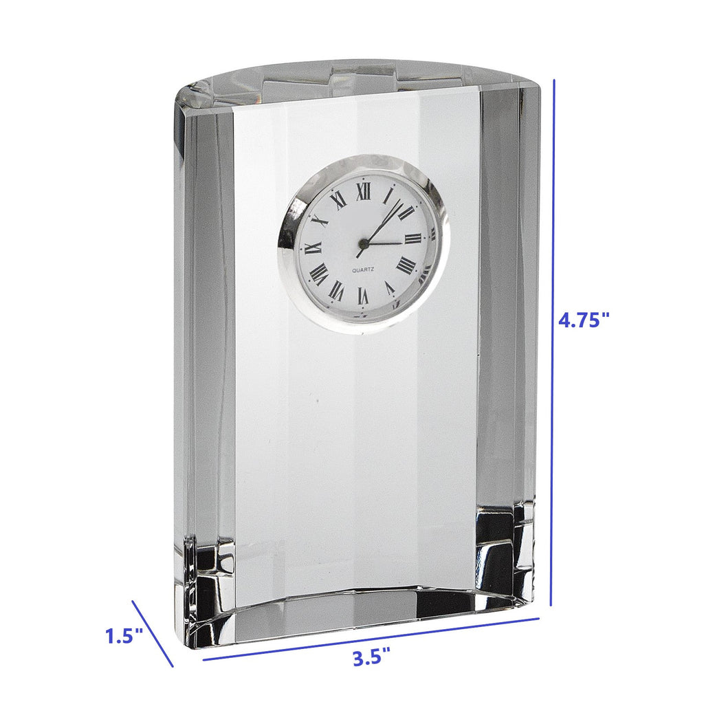 5" Silver Crystal Table Clock