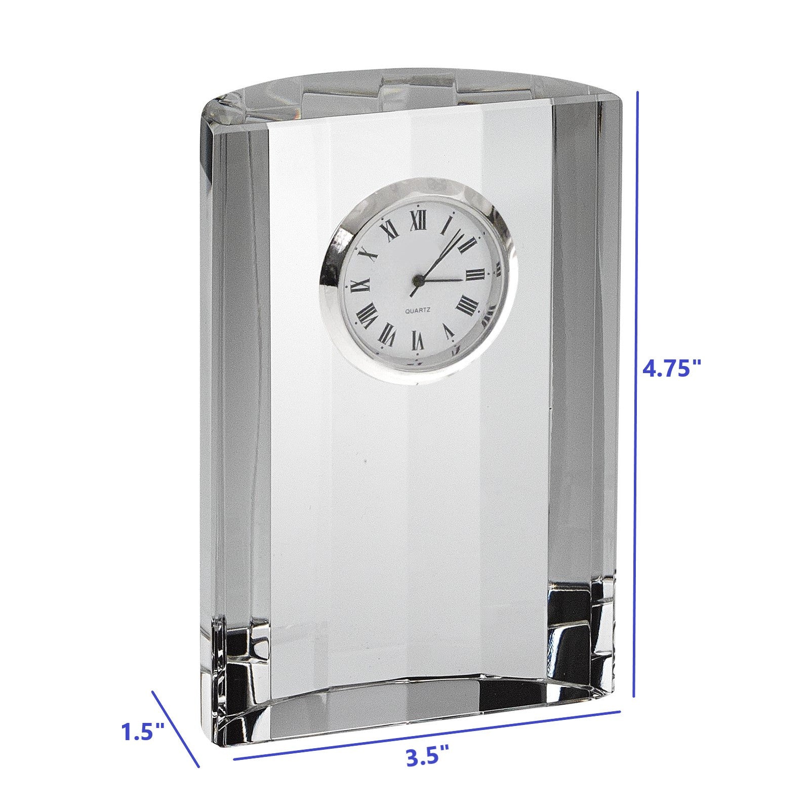 5" Silver Crystal Table Clock