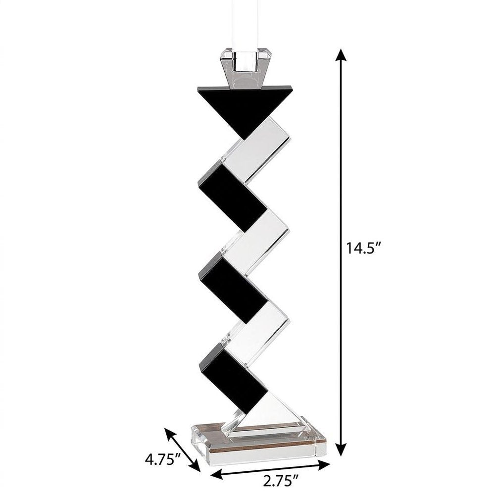 Black Crystal Geometric Tabletop Pillar Candle Holders