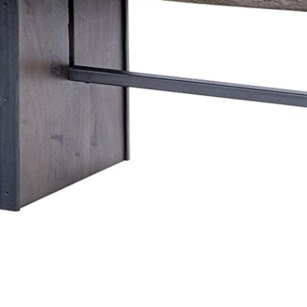 Rectangular Indian Mango Woodbrown Tone Finish W Metal Cladding On The Base Dining Bench on a white background