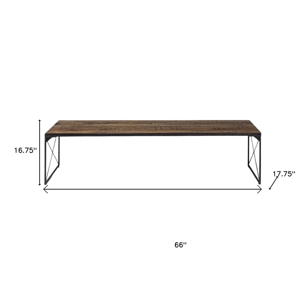 Rectangular Mango Woodmedium Brown Top And Black Iron Base Accent Bench on a white background