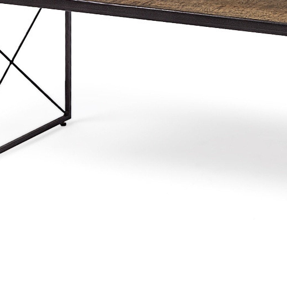 Rectangular Mango Woodmedium Brown Top And Black Iron Base Accent Bench on a white background