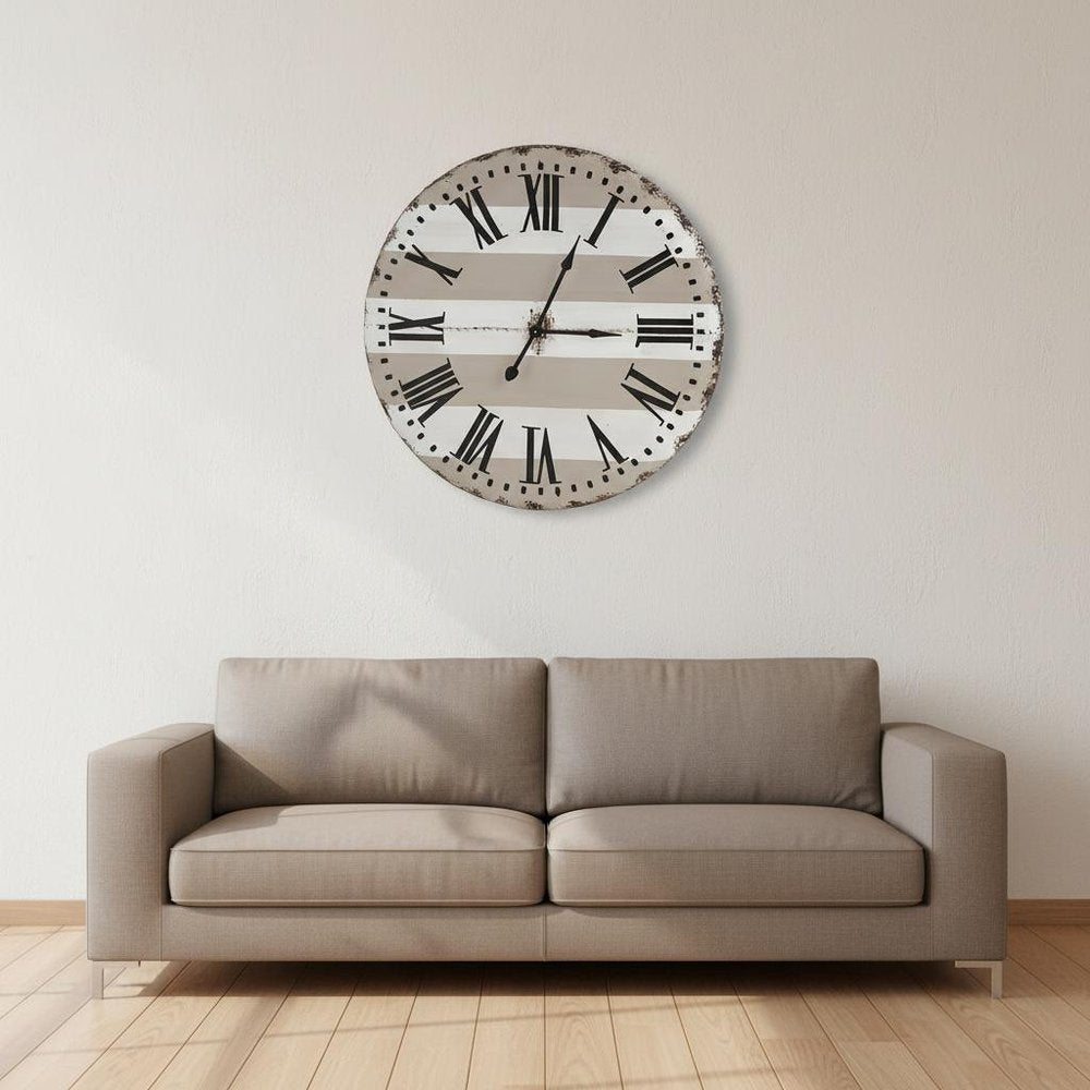 3" Gray And White Metal Analog Round Wall Clock. Wall clock in white metal.