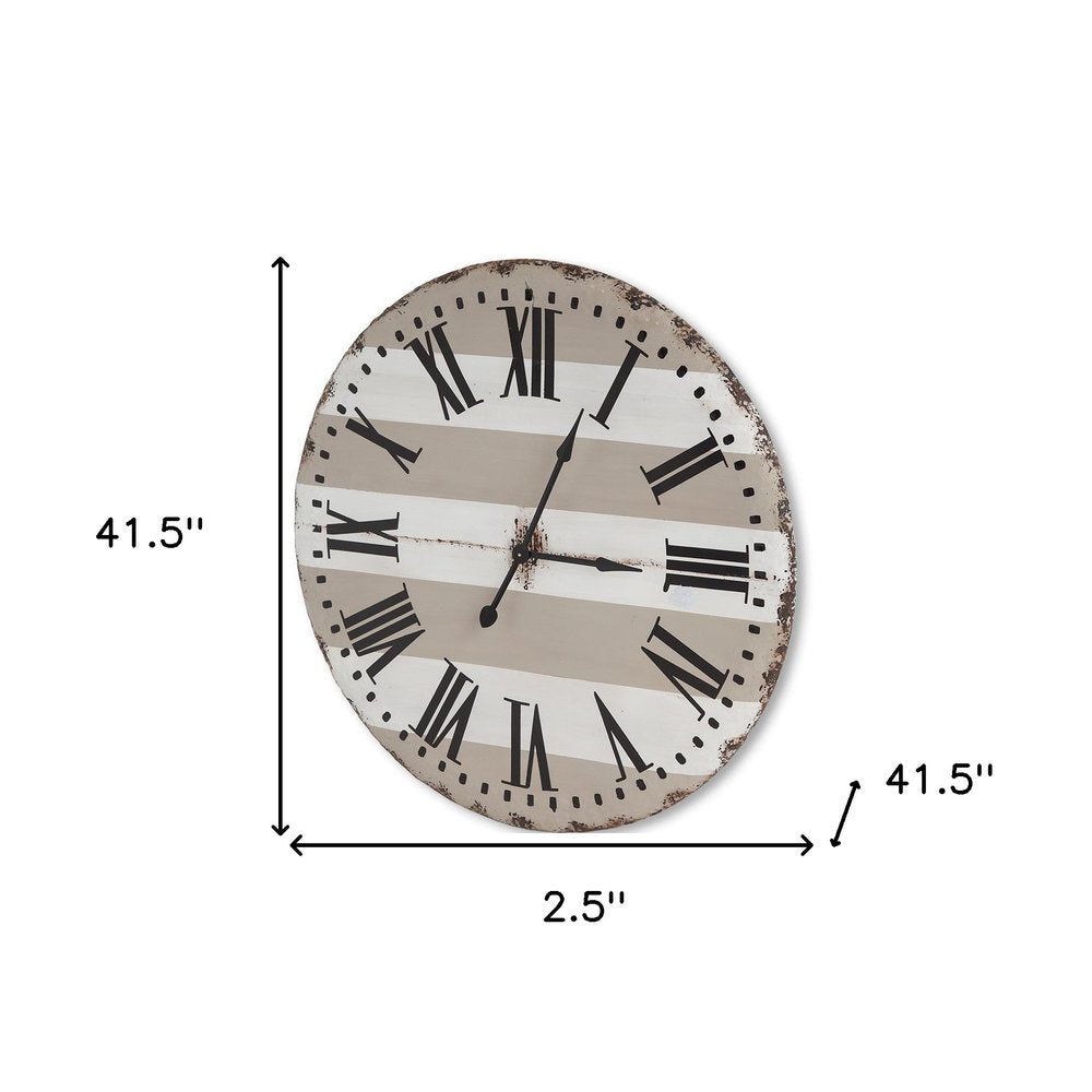 3" Gray And White Metal Analog Round Wall Clock. Wall clock isolated on a plain white background, showing a white metal surface.