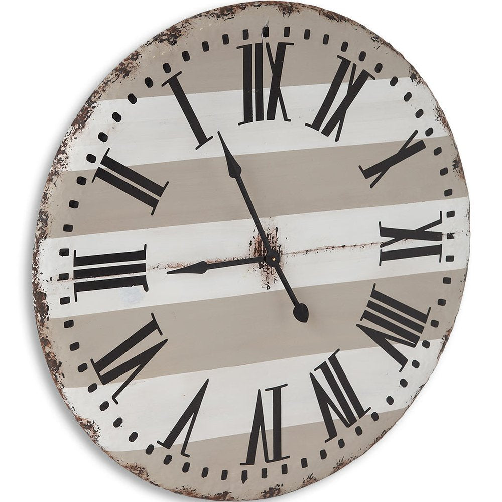3" Gray And White Metal Analog Round Wall Clock. Wall clock isolated on a plain white background, finished in white metal.