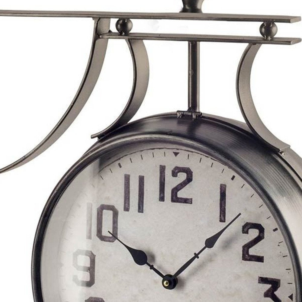 5" Circle Black Glass Analog Wall Clock. Wall clock isolated on a plain white background, finished in black glass.