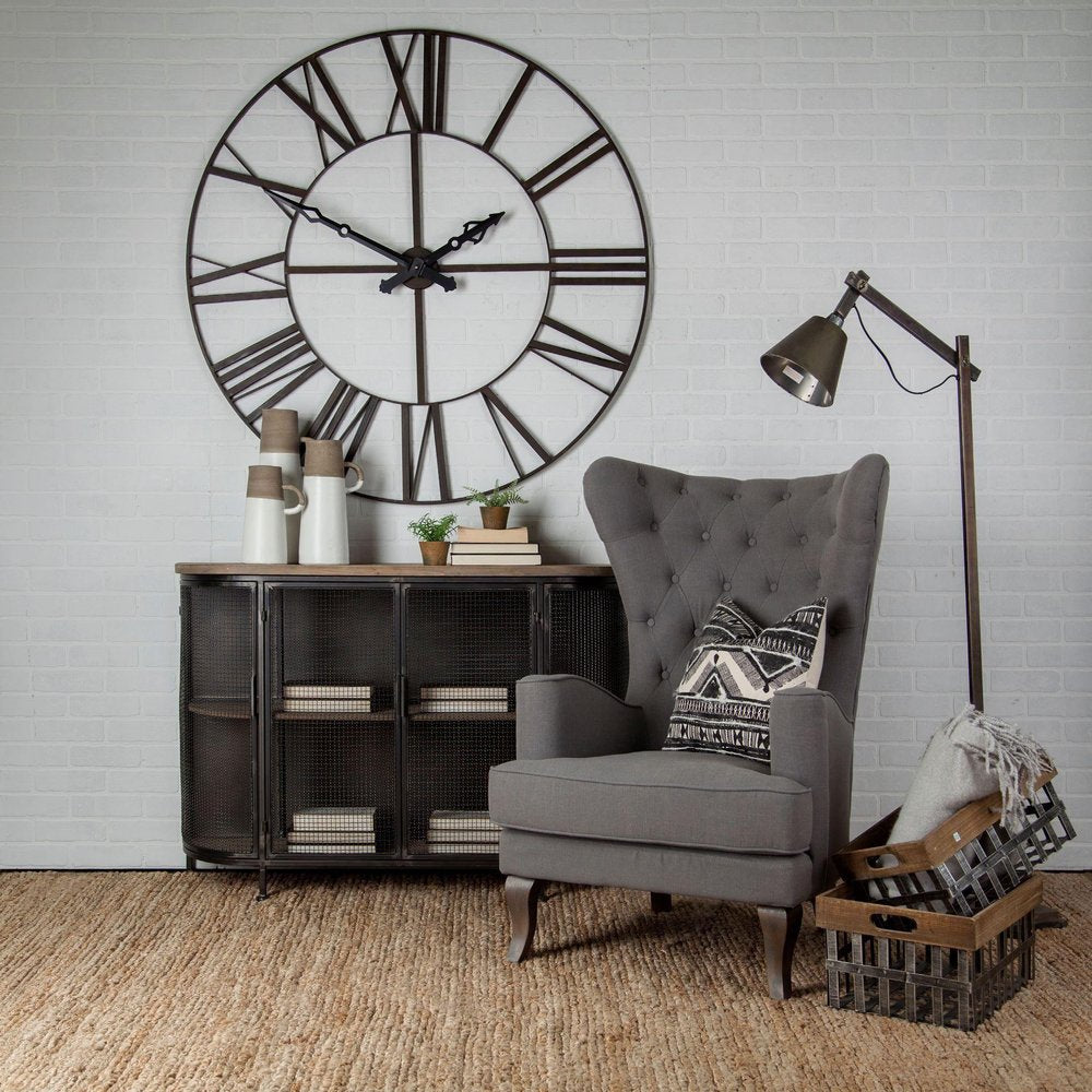 50" Circle Black Metal Skeleton Wall Clock. Wall clock in black metal.
