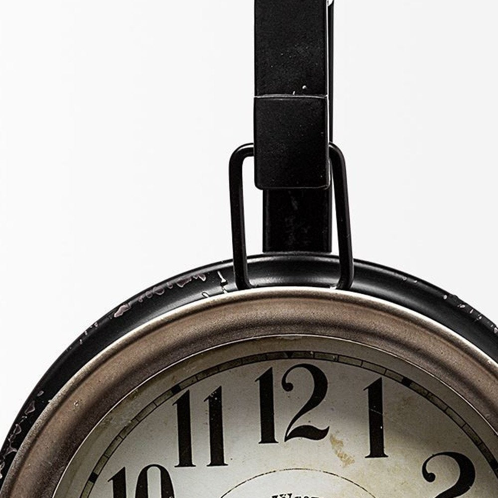 Metallic Brown Metal Hanging Desk Table Clock on a white background
