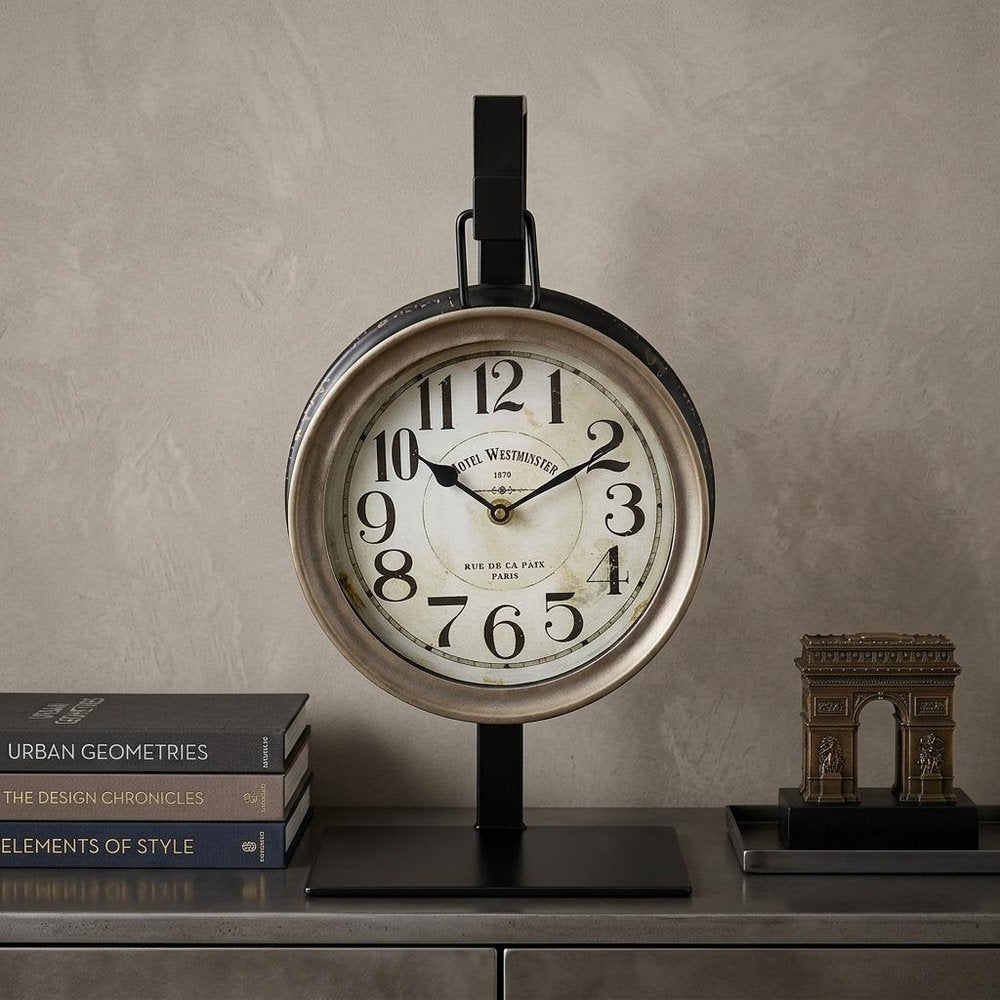 Metallic Brown Metal Hanging Desk Table Clock