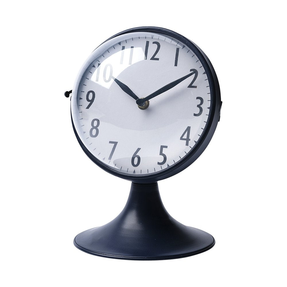 Blue Metal Glass Dome Desk Table Clock on a white background