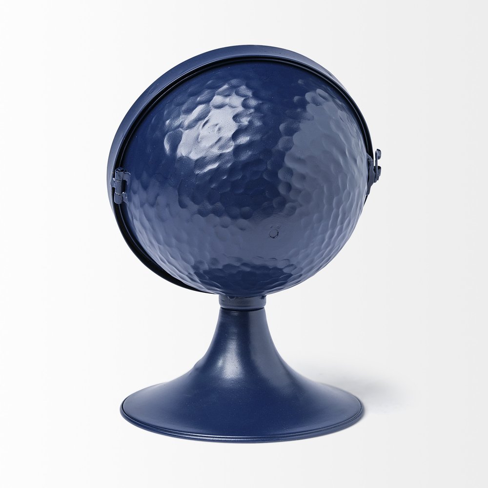 Blue Metal Glass Dome Desk Table Clock on a white background