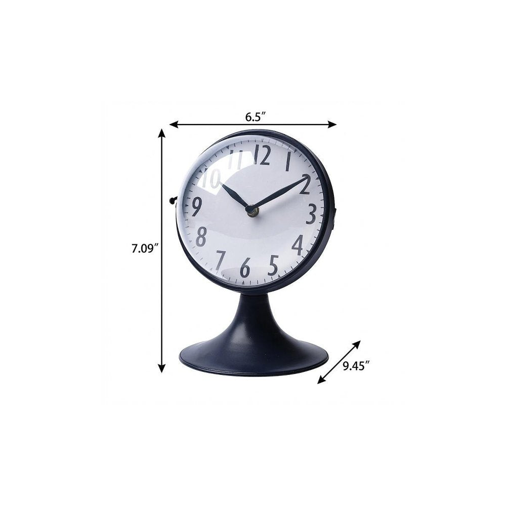 Blue Metal Glass Dome Desk   Table Clock