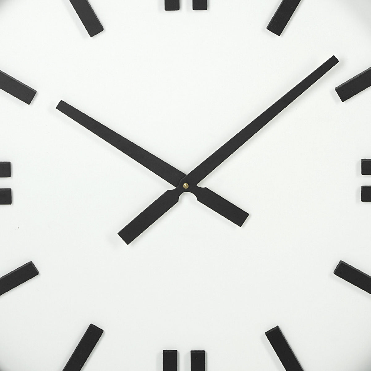 24" Round Large Modern Wall Clock With White Face And Non-Numarical Number. Wall clock isolated on a plain white background, showing its black color.