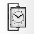 Rectangular Large Black Industrial Style Wall Clock on a white background