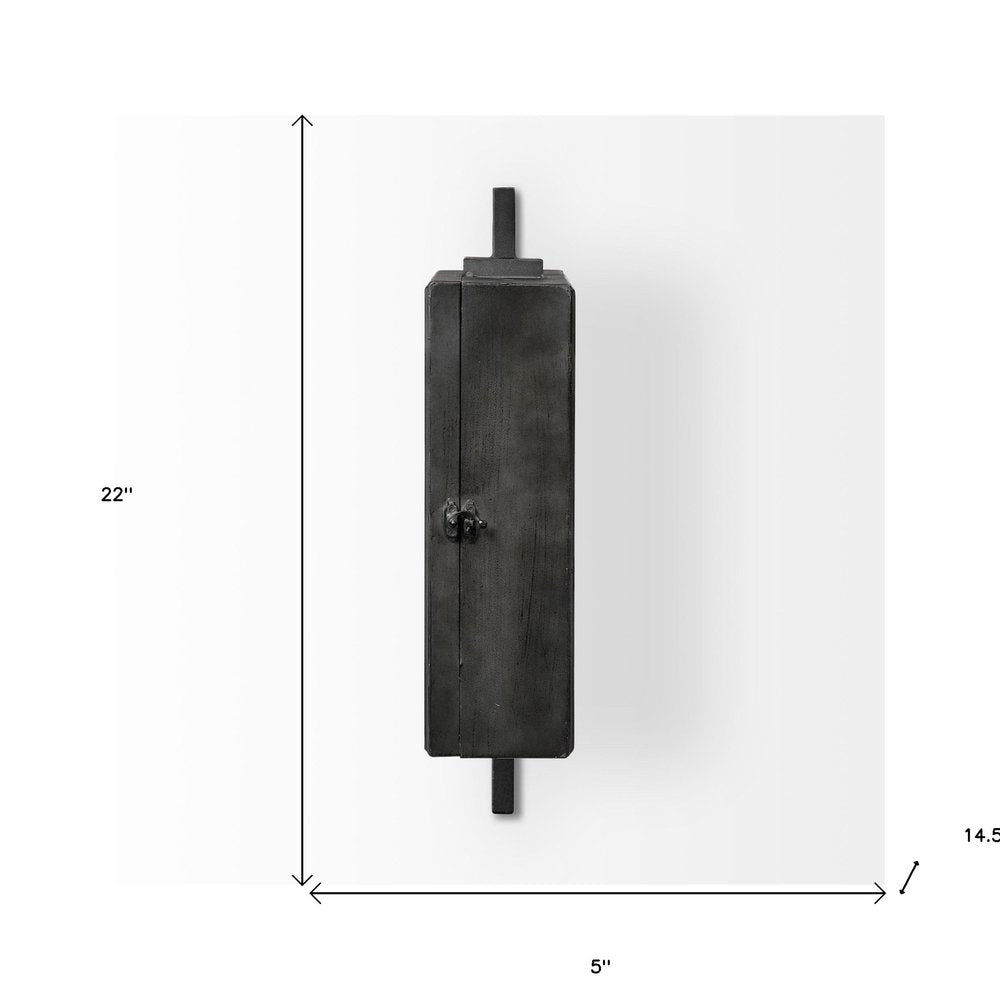 Rectangular Large Black Industrial Style Wall Clock on a white background