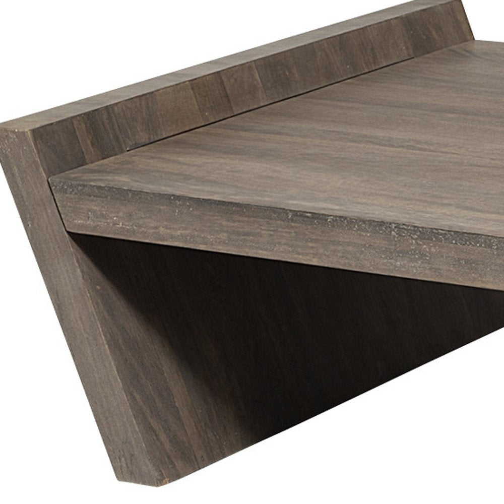 59" Brown Wood Coffee Table. Coffee table isolated on a plain white background, showing a brown wood surface.